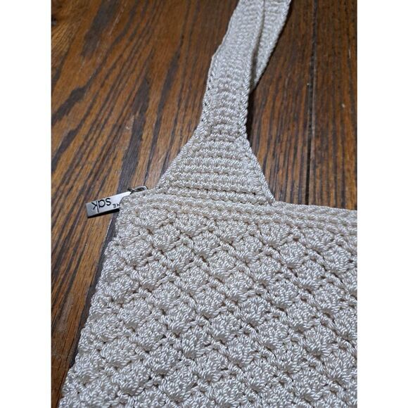 The Sak Cream Ivory Macreme Crochet Type Purse Hand Bag Shoulder Bag Pocket Book - Picture 6 of 9